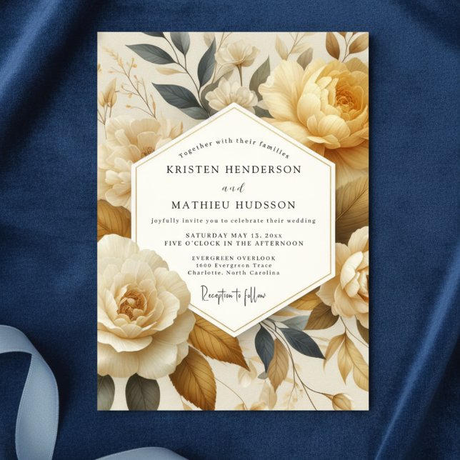 Convite Cream Floral Ethereal Wedding (Criador carregado)