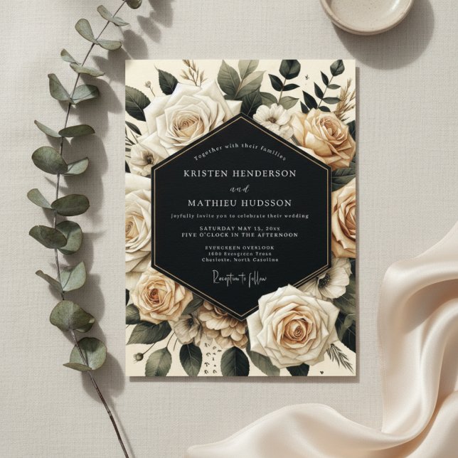 Convite Cream Floral Opulence Wedding (Criador carregado)