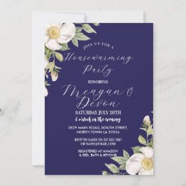 Convite Cream Florals White Flowers Partido do Aquecimento