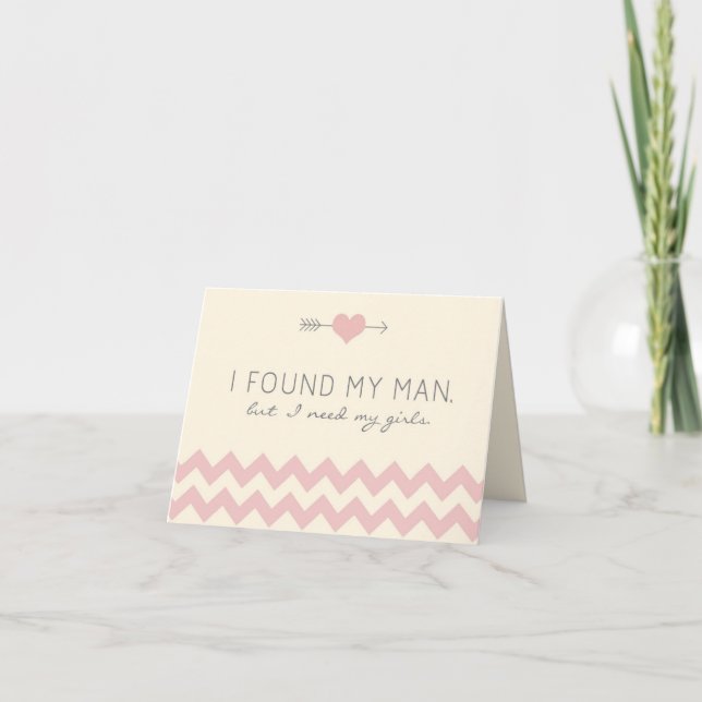 Convite Cream & Pink Chevron Maid of Honor Card (Frente)