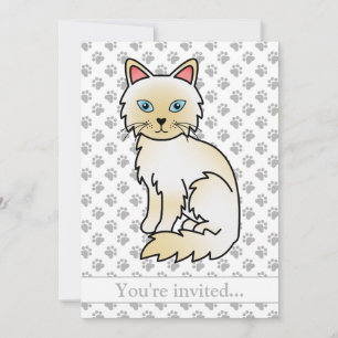 Convite Cream Point Birman/Ragdoll — Festa de aniversário