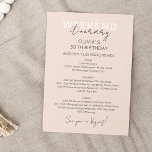 Convite Cream Rosa Semanal Aniversário do Dia Itinerário<br><div class="desc">Delicar cronograma de Fim de Semana de Caligrafia Moderna. Design apresenta um esquema de texto elegante e moderno. Para fazer alterações avançadas,  selecione a opção "Clique para personalizar mais" em Personalizar este modelo.</div>