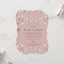 Convite Cream Sakura Cherry Blossoms Chá de panela Rosa