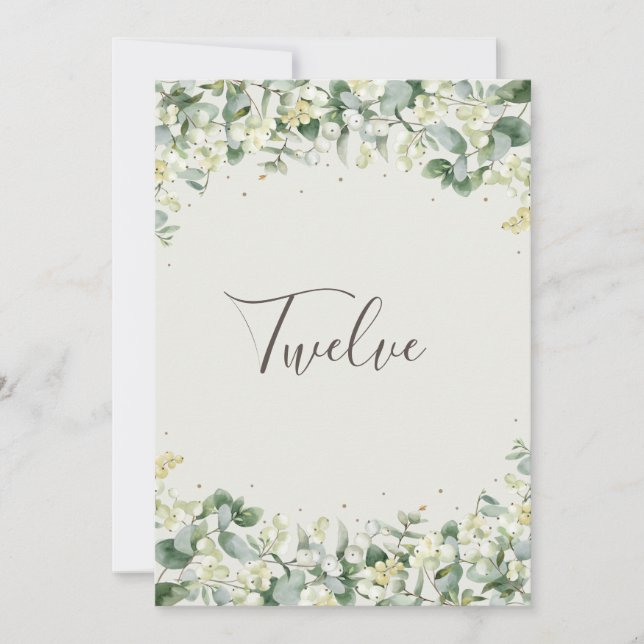 Convite Cream Snowberry+Eucalyptus Table Number (Frente)