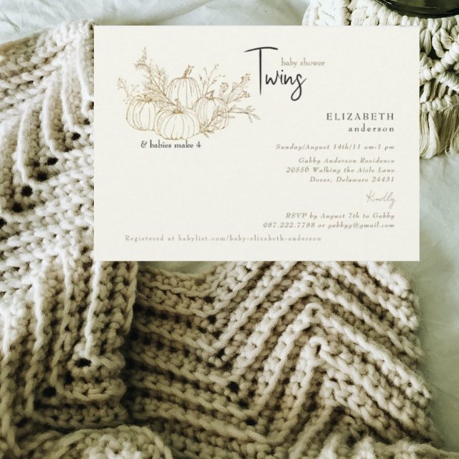 Convite Cream Twins Pequeno Chá de fraldas (Criador carregado)