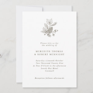 Convite Cream Vintage Pinecone & Casamento outono Acorns