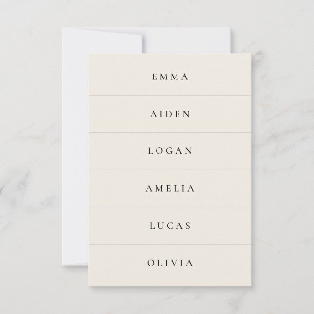Convite Cream Wedding Name Place Cards (Frente)
