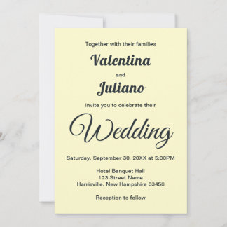 Convite Cream With Slate Text Wedding Invitation