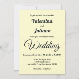 Convite Cream With Slate Typography Wedding Invitation