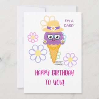 Convite Creamy Dreamies Birthday Card girl EM A DAISY 