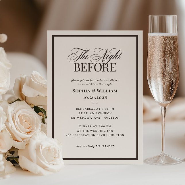 Convite Creamy Ivory and Brown | Neutral Rehearsal Dinner (Criador carregado)