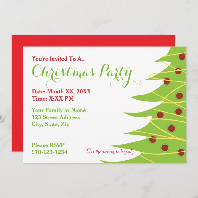 Convite Create Your Own Christmas Party Invitation (Frente/Verso)
