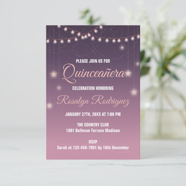 Convite create your own custom Quinceanera 15 birthday (Em pé/Frente)