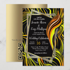 Convite Creative Black, yellow & Orange Seless Abstratos