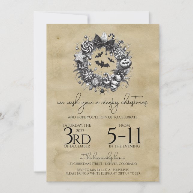 Convite Creepy Wreath (Frente)