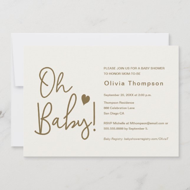 Convite Creme de Chá de fraldas Moderno, Coisa Personaliza (Frente)