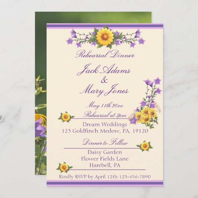 Convite Creme de Coleção de Jardim primavera (Frente/Verso)