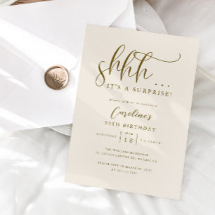 Convite Creme de Festa de aniversário de Surpresa Simples