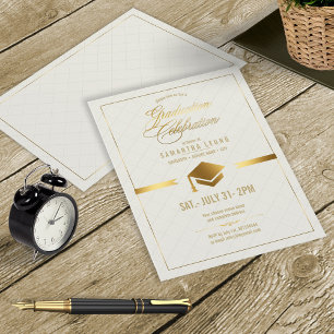 Convite Creme de graduação do Boné Dourado ID834
