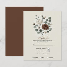 Creme de Mocha Branco Moderno Floral RSVP de Casam