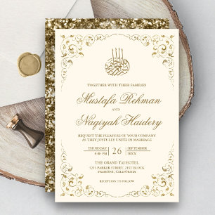 Convite Creme de Roteiro Russo e Casamento Muçulmano Dour