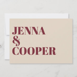 Convite Creme do tipo retro moderno e Casamento vermelho m