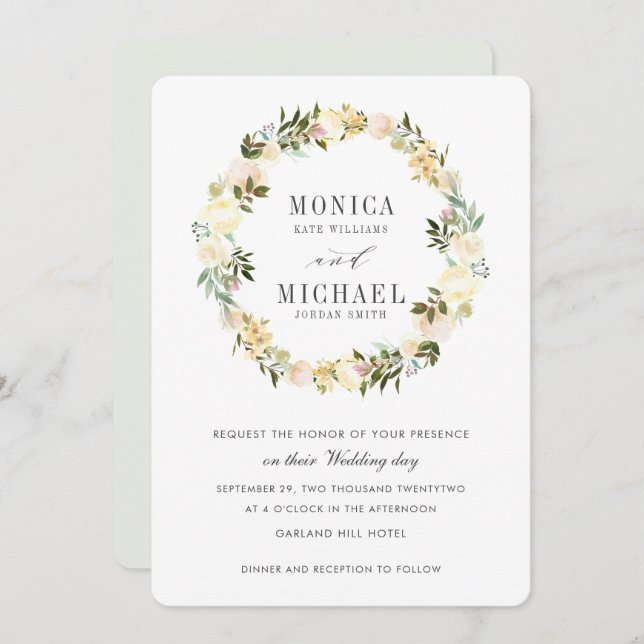 Convite Creme e Cinzas | Ferimento Botânico Floral (Frente/Verso)