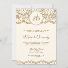 Creme e Dourada Cerimônia Muçulmana de Lace