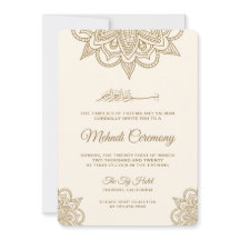 Creme e Dourada Cerimônia Muçulmana Islâmica Mehnd