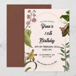 Convite Creme e Floral Verde 18º Aniversário