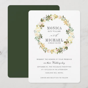 Convite Creme e Hunter Casamento De Banho Floral