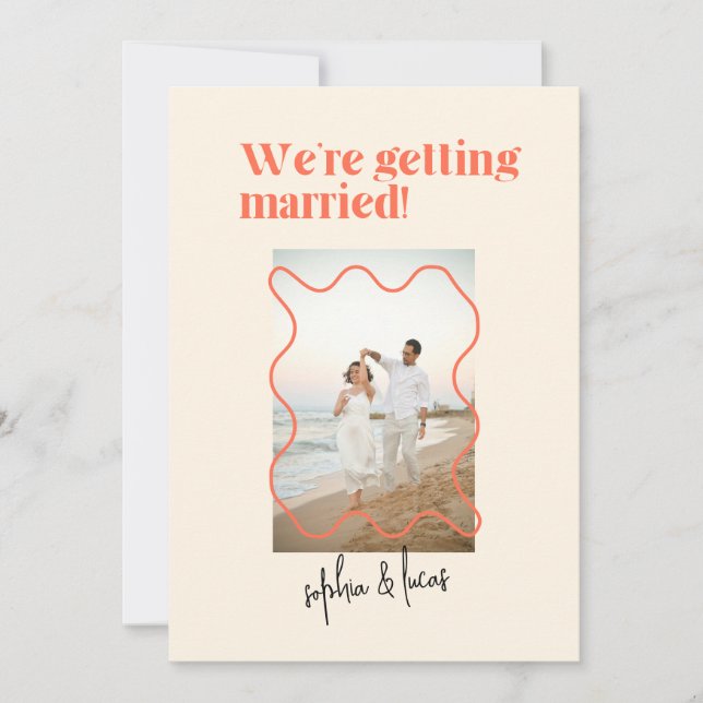 Convite Creme e Orange Simple Wedn Invitation (Frente)