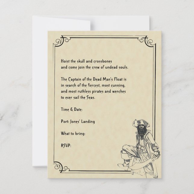 Convite Creme e preto Ahoy! Partido do Dia das Bruxas do (Frente)