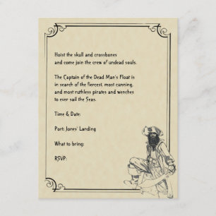 Convite Creme e preto Ahoy! Partido do Dia das Bruxas do