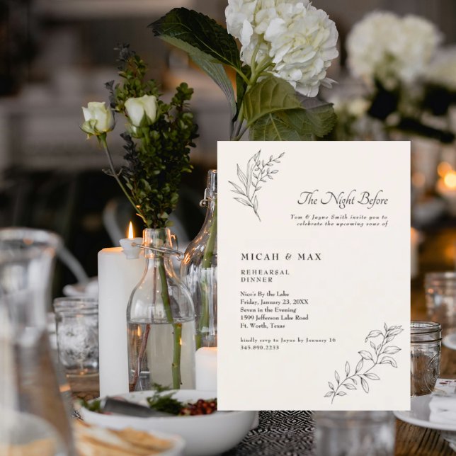 Convite Creme Elegante Na Noite Antes Do Ensaio De Casamen (Criador carregado)