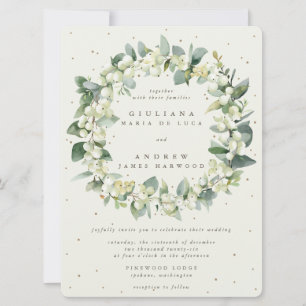 Convite Creme Grande Snowberry + Eucalyptus Wreath Casamen