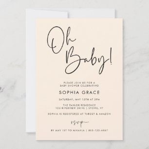 Convite Creme Moderno Boho Chá de fraldas Neutro