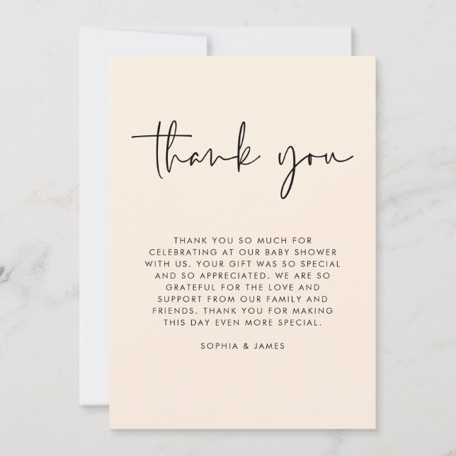 Convite Creme Moderno Gênero Chá de fraldas Neutro Obrigad (Frente)