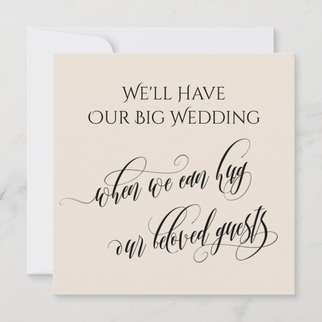 Convite Creme Quando Podemos Abraçar Você Adiou O Casament (Frente)