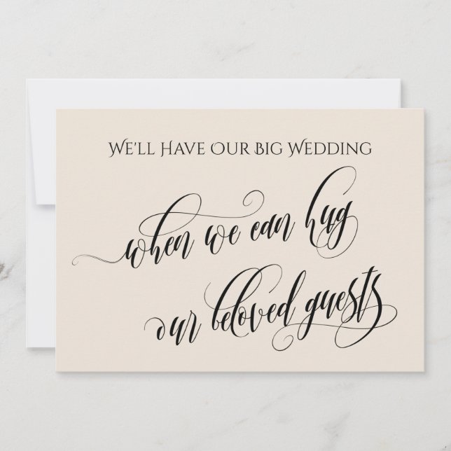 Convite Creme Quando Podemos Abraçar Você Adiou O Casament (Frente)