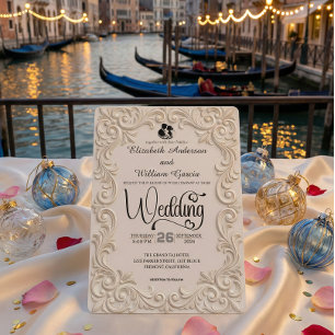 Convite Creme Romântico E Caligrafia Formal Em Carvão