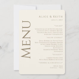 Convite Creme Texto Dourado Arredondado Menu Casamento Con