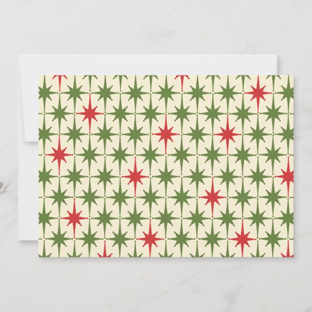 Convite Creme Verde Vermelho Padrão da Estrela de Natal Re (Frente)