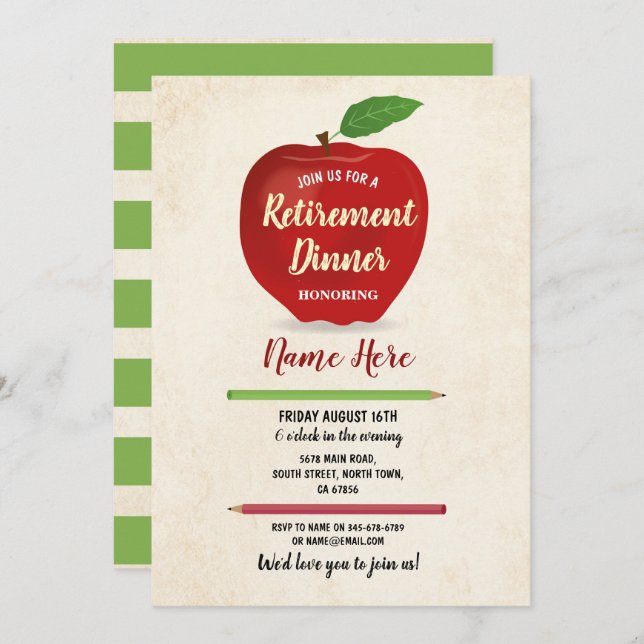 Convite Creme vermelho do professor do partido de (Frente/Verso)