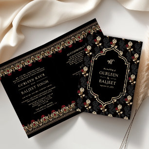 Convite Creme Vermelho Negro Ikat Tudo em Um Casamento Sik