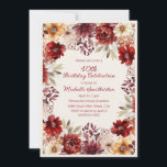 Convite Creme Watercolor aniversário de 40 anos Floral<br><div class="desc">Celebre 40 anos fabulosos com este sofisticado convite de aniversário floral. As flores de burgundy,  blush e aquarela de marfim criam um belo design de inspiração no outono que é perfeito para uma celebração memorável de marco.</div>