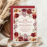 Convite Creme Watercolor aniversário de 40 anos Floral<br><div class="desc">Celebre 40 anos fabulosos com este sofisticado convite de aniversário floral. As flores de burgundy,  blush e aquarela de marfim criam um belo design de inspiração no outono que é perfeito para uma celebração memorável de marco.</div>