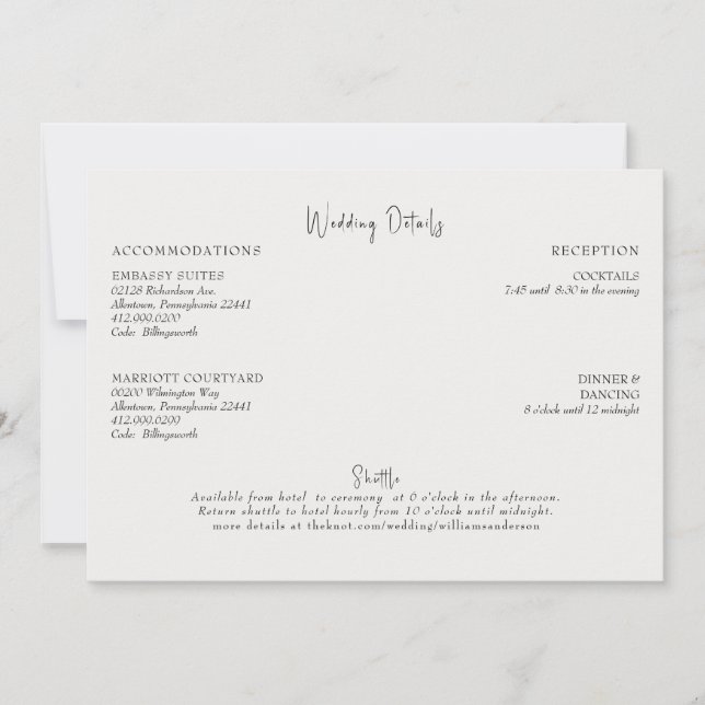 Convite Creme Wedding Details Enclosure (Frente)