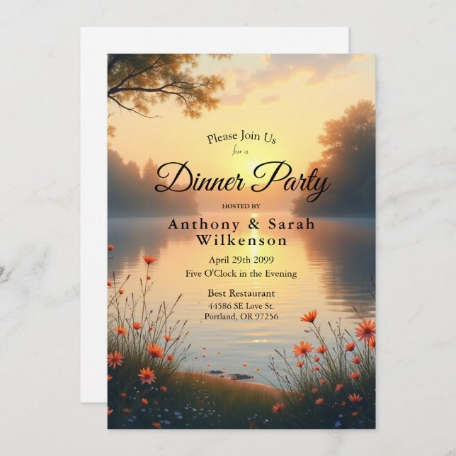 Convite Crepúsculo à Beira do Lago Murmúrios junto à Água (Frente/Verso)