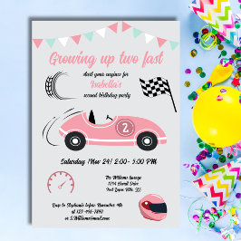 Convite Crescendo Dois Carro De Corrida Rosa Festiva Rápid